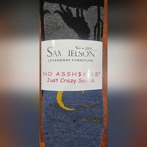 Blue and Gray Crazy Socks Coyote And Moon